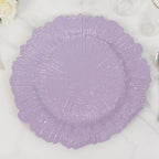 6 - Pack Acrylic Plastic Round Charger Plates 13" in Lavender Lilac with Reef Design, Dinner Charger Tableware - Bell Racket Store