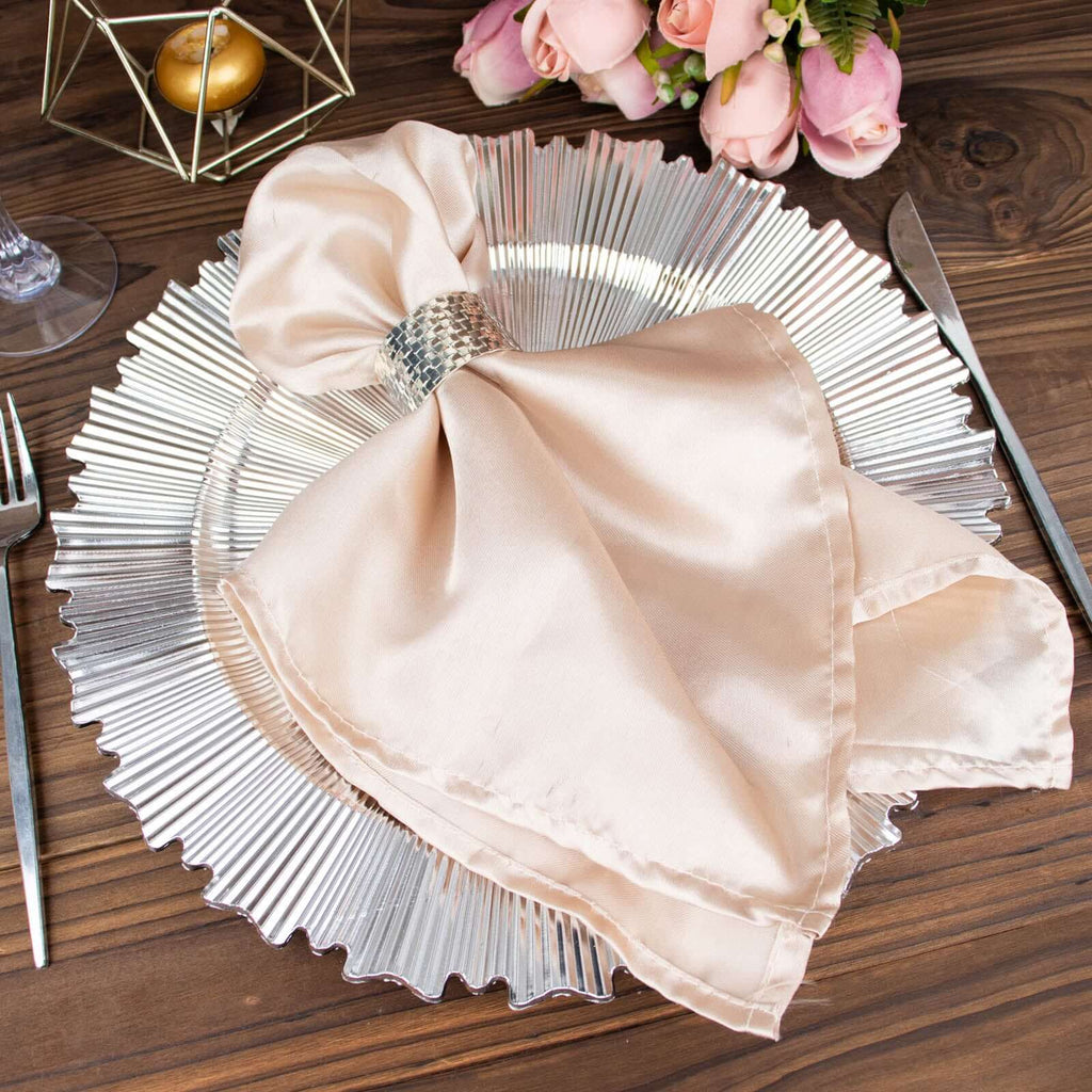 6 - Pack Acrylic Plastic Round Charger Plates 13" in Metallic Silver with Sunray Scalloped Rim, Decorative Dinner Party Charger Tableware - Bell Racket Store