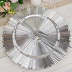 6 - Pack Acrylic Plastic Round Charger Plates 13" in Metallic Silver with Sunray Scalloped Rim, Decorative Dinner Party Charger Tableware - Bell Racket Store