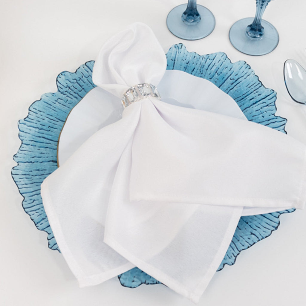 6 - Pack Acrylic Plastic Round Charger Plates 13" in Transparent Dusty Blue with Reef Design, Dinner Charger Tableware - Bell Racket Store