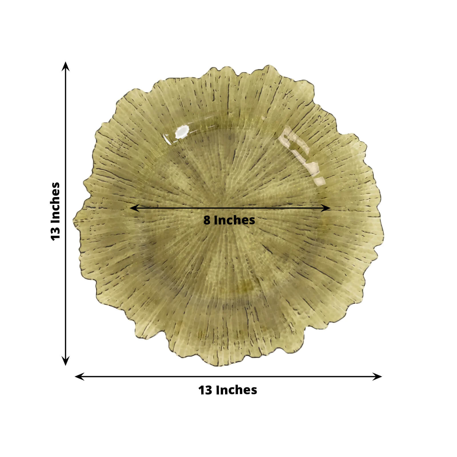 6 - Pack Acrylic Plastic Round Charger Plates 13" in Transparent Dusty Sage Green with Reef Design, Dinner Charger Tableware - Bell Racket Store