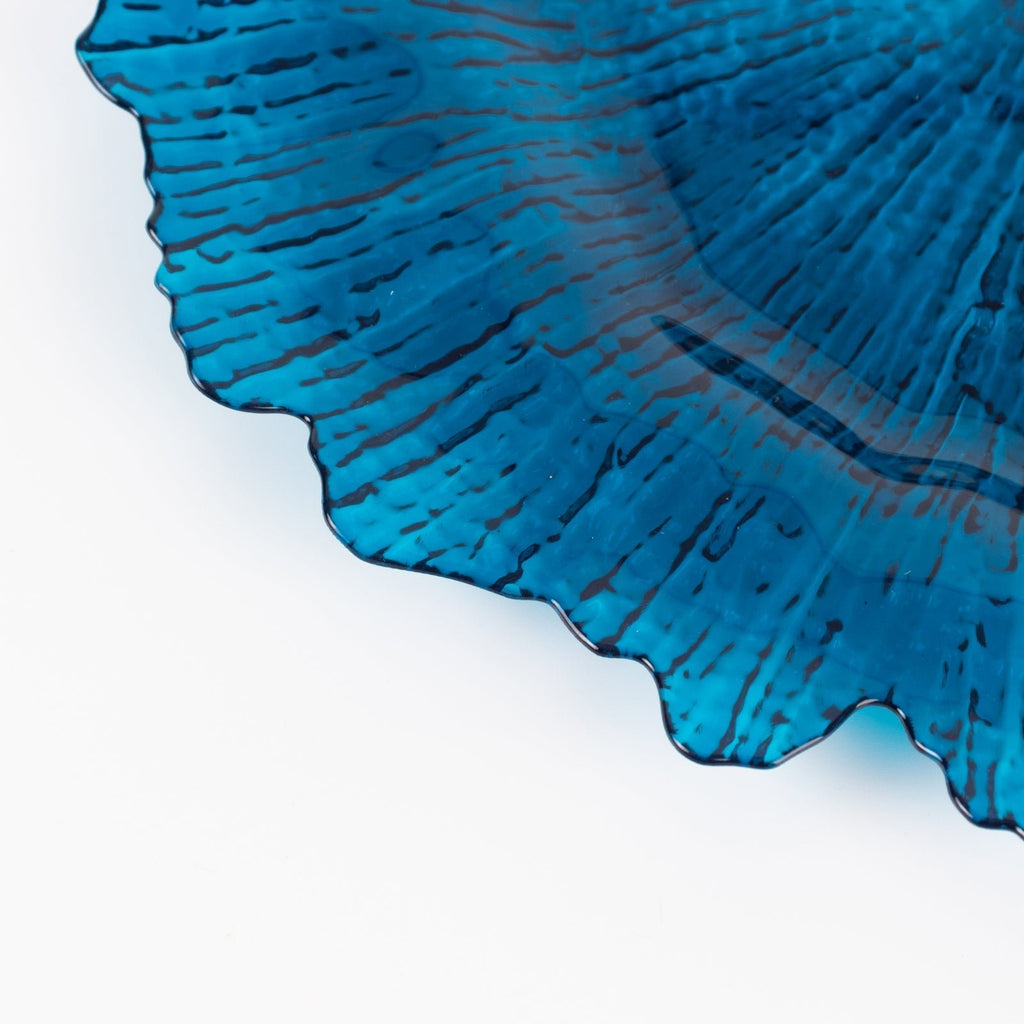 6 - Pack Acrylic Plastic Round Charger Plates 13" in Transparent Navy Blue with Reef Design, Dinner Charger Tableware - Bell Racket Store