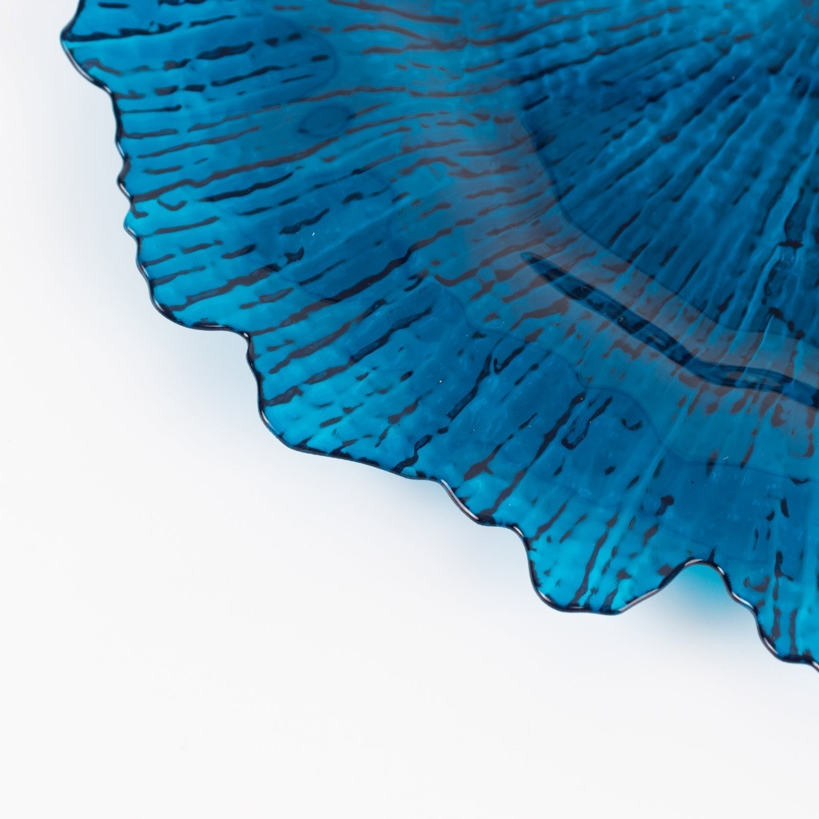 6 - Pack Acrylic Plastic Round Charger Plates 13" in Transparent Navy Blue with Reef Design, Dinner Charger Tableware - Bell Racket Store