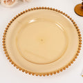6 - Pack Acrylic Round Charger Plates 13" in Amber Gold with Beaded Rim, Decorative Dinner Party Charger Tableware - Bell Racket Store
