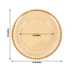 6 - Pack Acrylic Round Charger Plates 13" in Amber Gold with Beaded Rim, Decorative Dinner Party Charger Tableware - Bell Racket Store