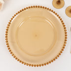 6 - Pack Acrylic Round Charger Plates 13" in Amber Gold with Beaded Rim, Decorative Dinner Party Charger Tableware - Bell Racket Store