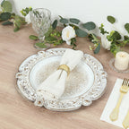 6 - Pack Acrylic Round Charger Plates 13" in Antique White Floral Embossed with Scalloped Rim, Plastic Decorative Charger Tableware - Bell Racket Store