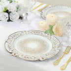 6 - Pack Acrylic Round Charger Plates 13" in Antique White Floral Embossed with Scalloped Rim, Plastic Decorative Charger Tableware - Bell Racket Store