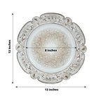 6 - Pack Acrylic Round Charger Plates 13" in Antique White Floral Embossed with Scalloped Rim, Plastic Decorative Charger Tableware - Bell Racket Store