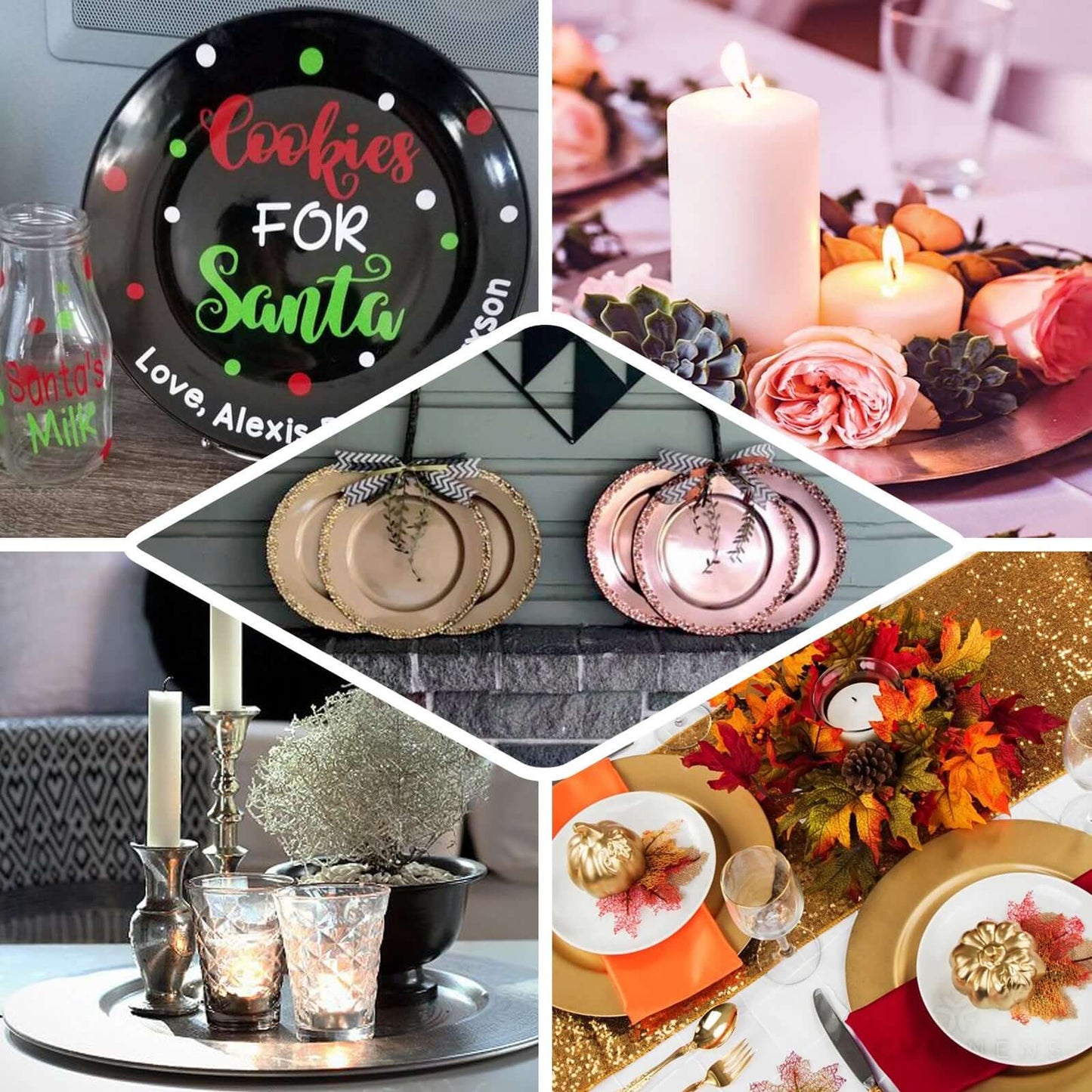 6 - Pack Acrylic Round Charger Plates 13" in Black, Dinner Party Decor Charger Tableware - NestOCart