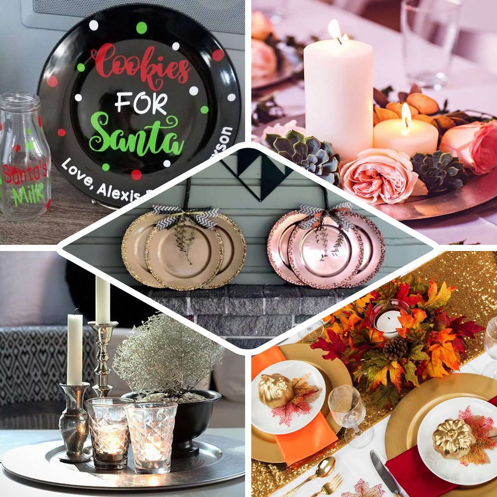 6 - Pack Acrylic Round Charger Plates 13" in Black, Dinner Party Decor Charger Tableware - NestOCart