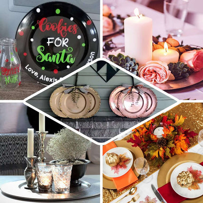 6 - Pack Acrylic Round Charger Plates 13" in Black, Dinner Party Decor Charger Tableware - NestOCart