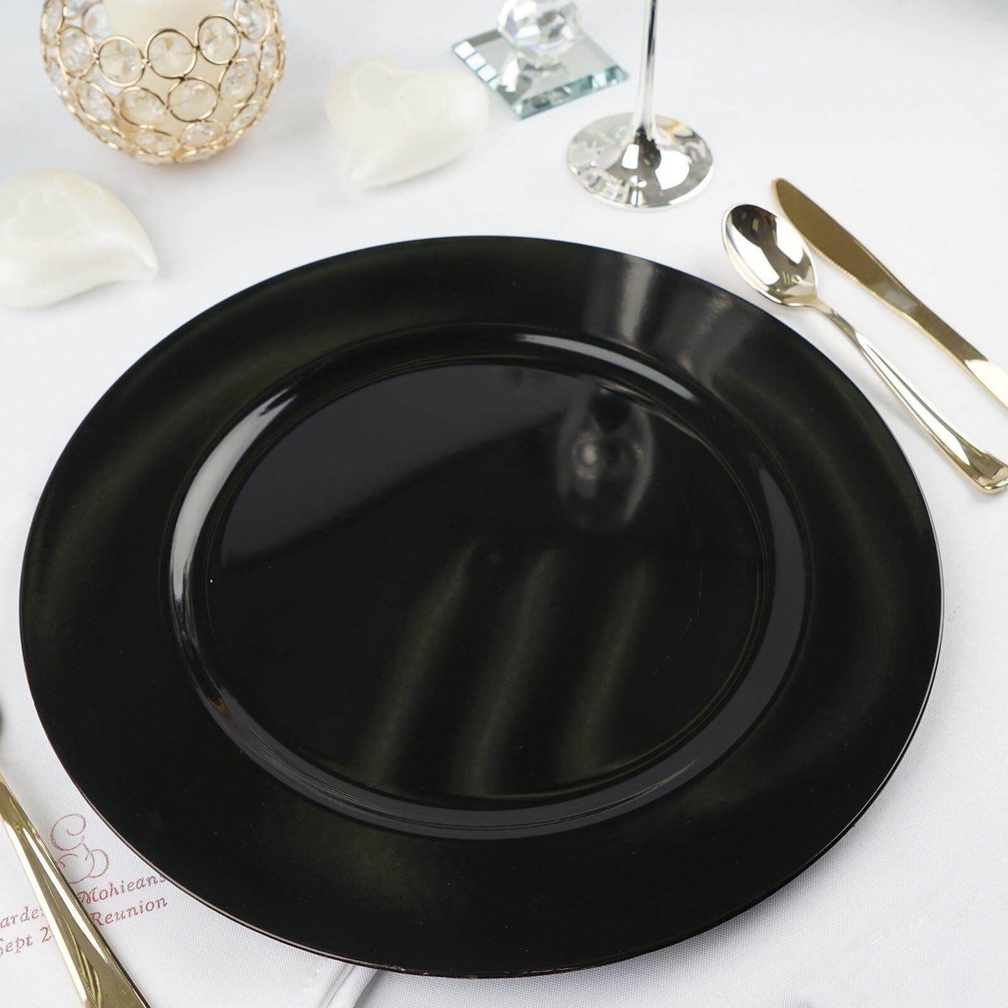 6 - Pack Acrylic Round Charger Plates 13" in Black, Dinner Party Decor Charger Tableware - NestOCart