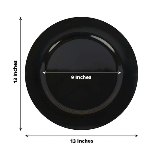 6 - Pack Acrylic Round Charger Plates 13" in Black, Dinner Party Decor Charger Tableware - NestOCart