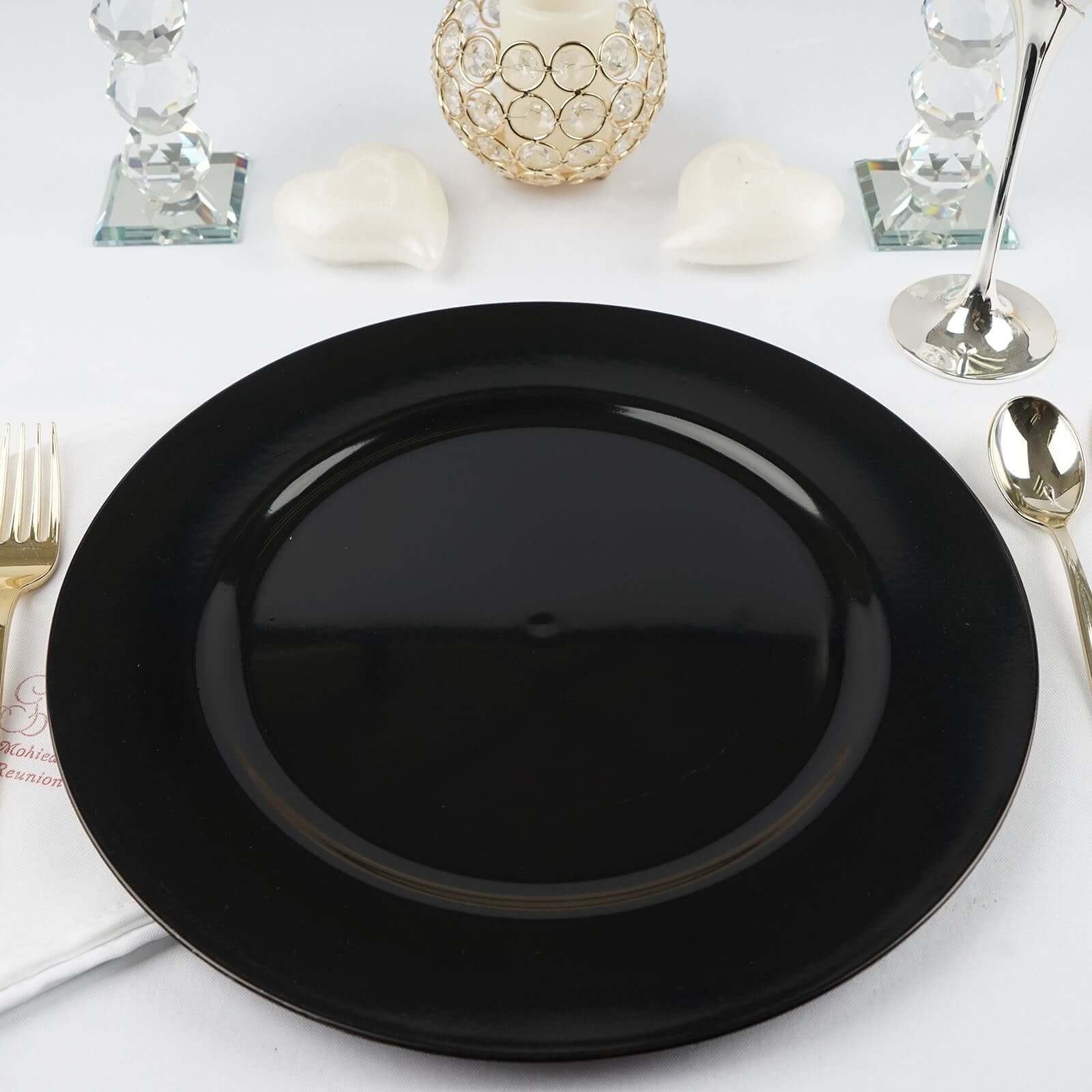6 - Pack Acrylic Round Charger Plates 13" in Black, Dinner Party Decor Charger Tableware - NestOCart
