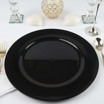 6 - Pack Acrylic Round Charger Plates 13" in Black, Dinner Party Decor Charger Tableware - NestOCart
