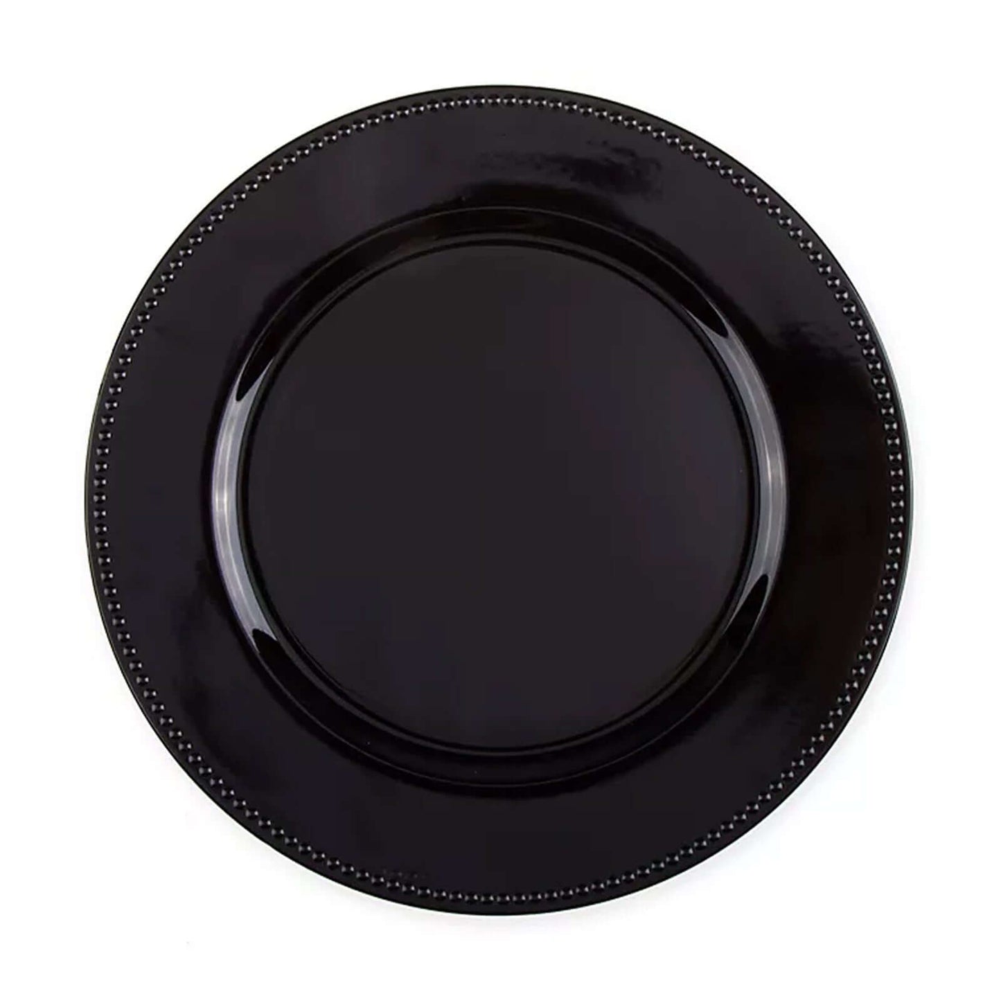 6 - Pack Acrylic Round Charger Plates 13" in Black with Beaded Rim, Dinner Charger Event Tabletop Decor - NestOCart