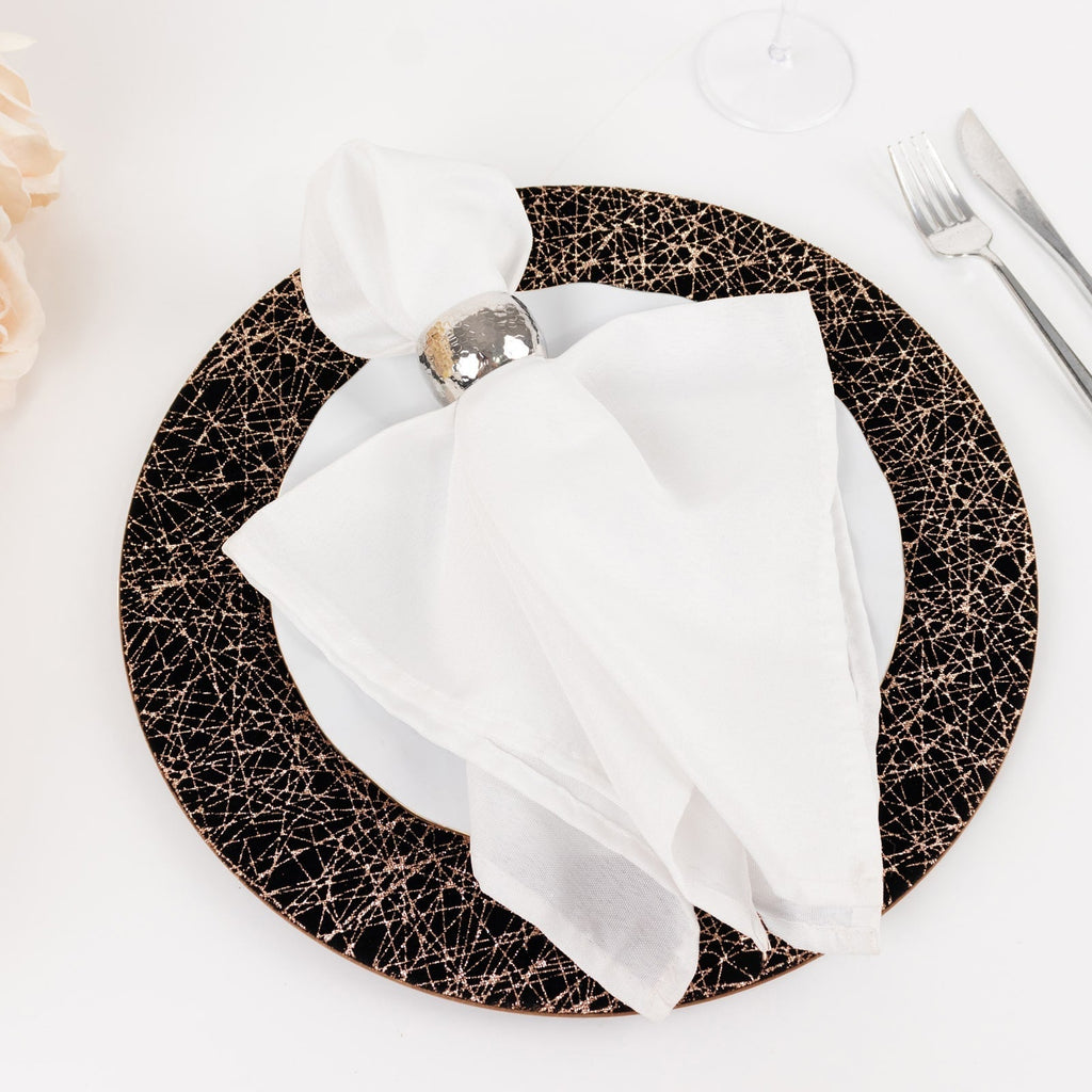 6 - Pack Acrylic Round Charger Plates 13" in Black with Gold Glitter Abstract Lines Pattern, Decorative Dinner Party Charger Tableware - Bell Racket Store