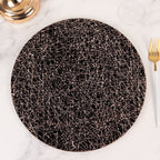 6 - Pack Acrylic Round Charger Plates 13" in Black with Gold Glitter Abstract Lines Pattern, Decorative Dinner Party Charger Tableware - Bell Racket Store