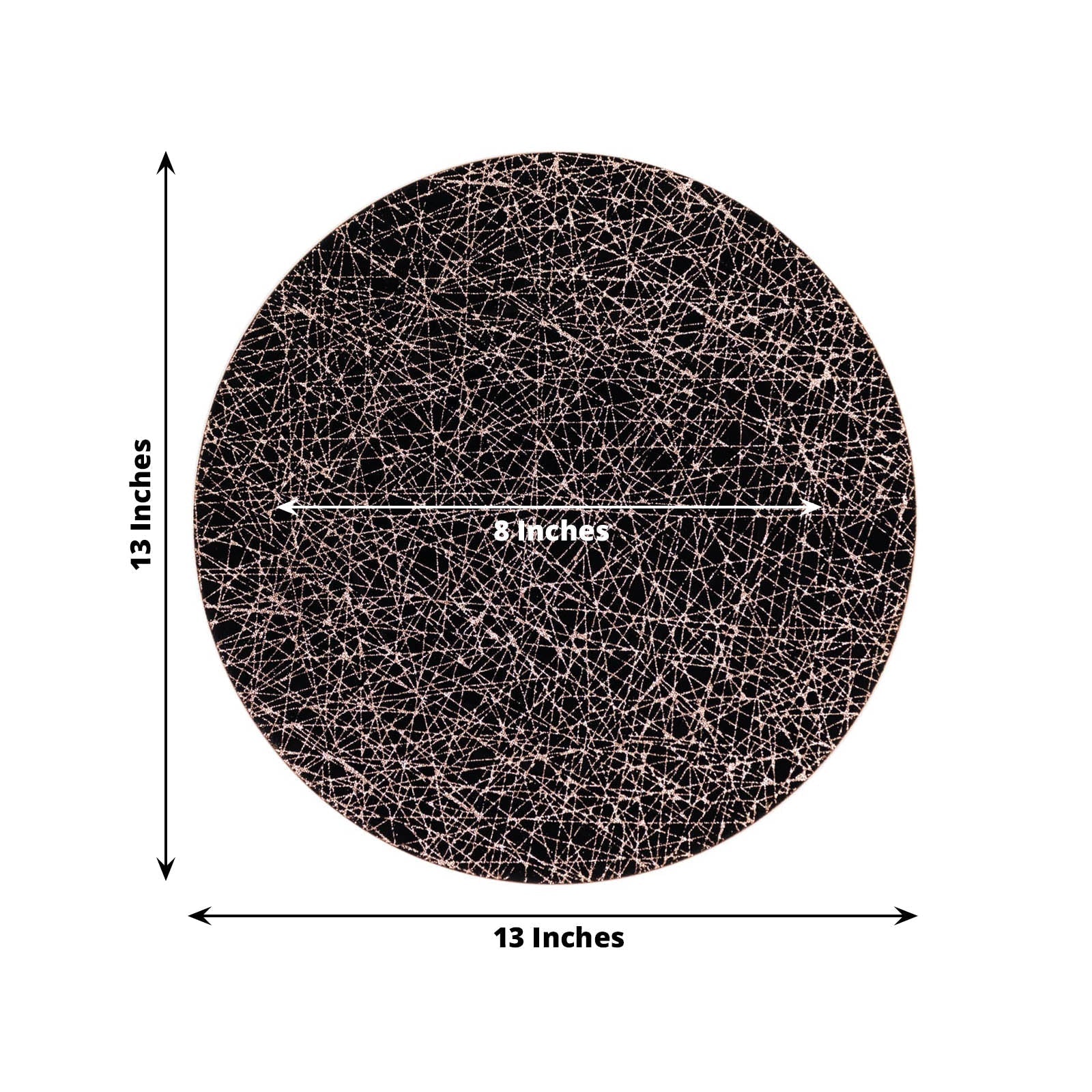 6 - Pack Acrylic Round Charger Plates 13" in Black with Gold Glitter Abstract Lines Pattern, Decorative Dinner Party Charger Tableware - Bell Racket Store