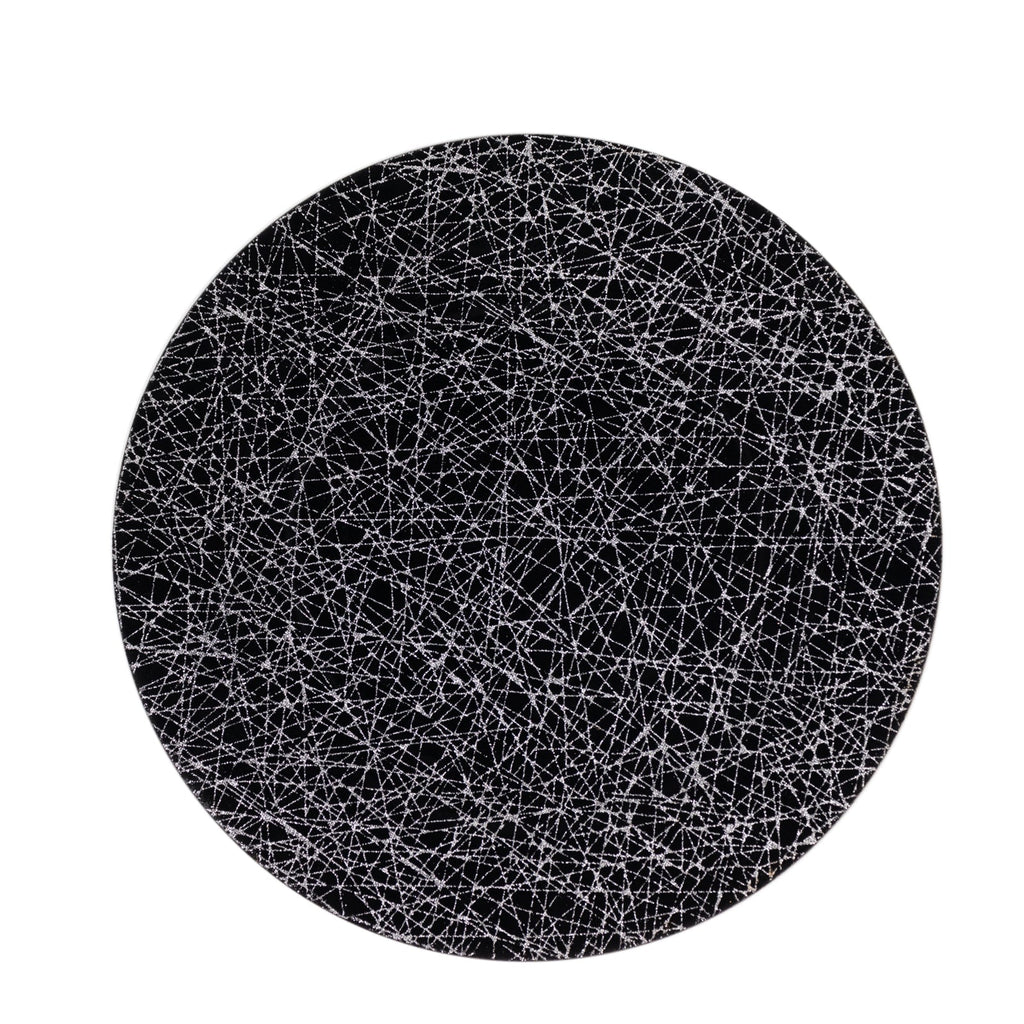 6 - Pack Acrylic Round Charger Plates 13" in Black with Silver Glitter Abstract Lines Pattern, Decorative Dinner Party Charger Tableware - Bell Racket Store
