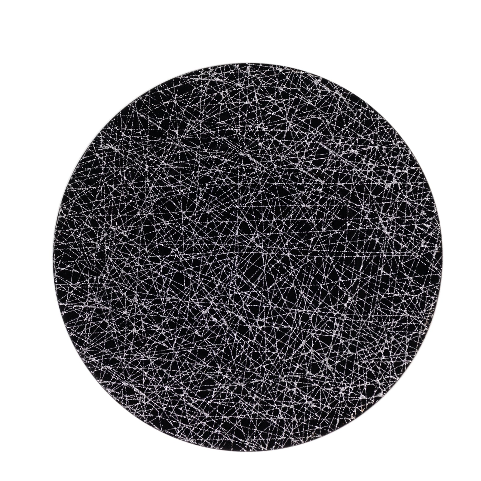 6 - Pack Acrylic Round Charger Plates 13" in Black with Silver Glitter Abstract Lines Pattern, Decorative Dinner Party Charger Tableware - Bell Racket Store