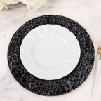 6 - Pack Acrylic Round Charger Plates 13" in Black with Silver Glitter Abstract Lines Pattern, Decorative Dinner Party Charger Tableware - Bell Racket Store