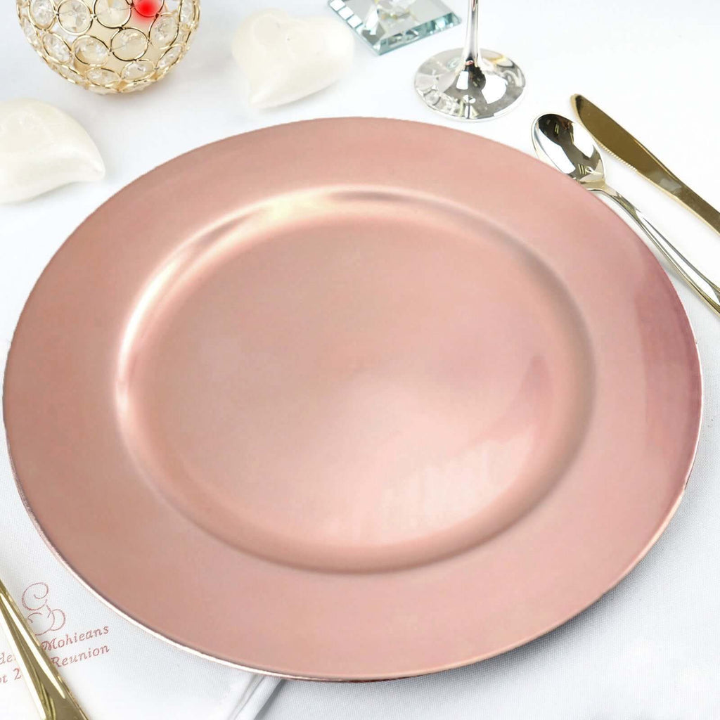 6-Pack Acrylic Round Charger Plates 13" in Blush Pink, Dinner Party Decor Charger Tableware