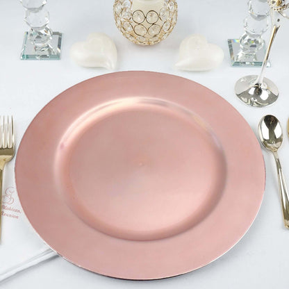 6 - Pack Acrylic Round Charger Plates 13" in Blush Pink, Dinner Party Decor Charger Tableware - NestOCart