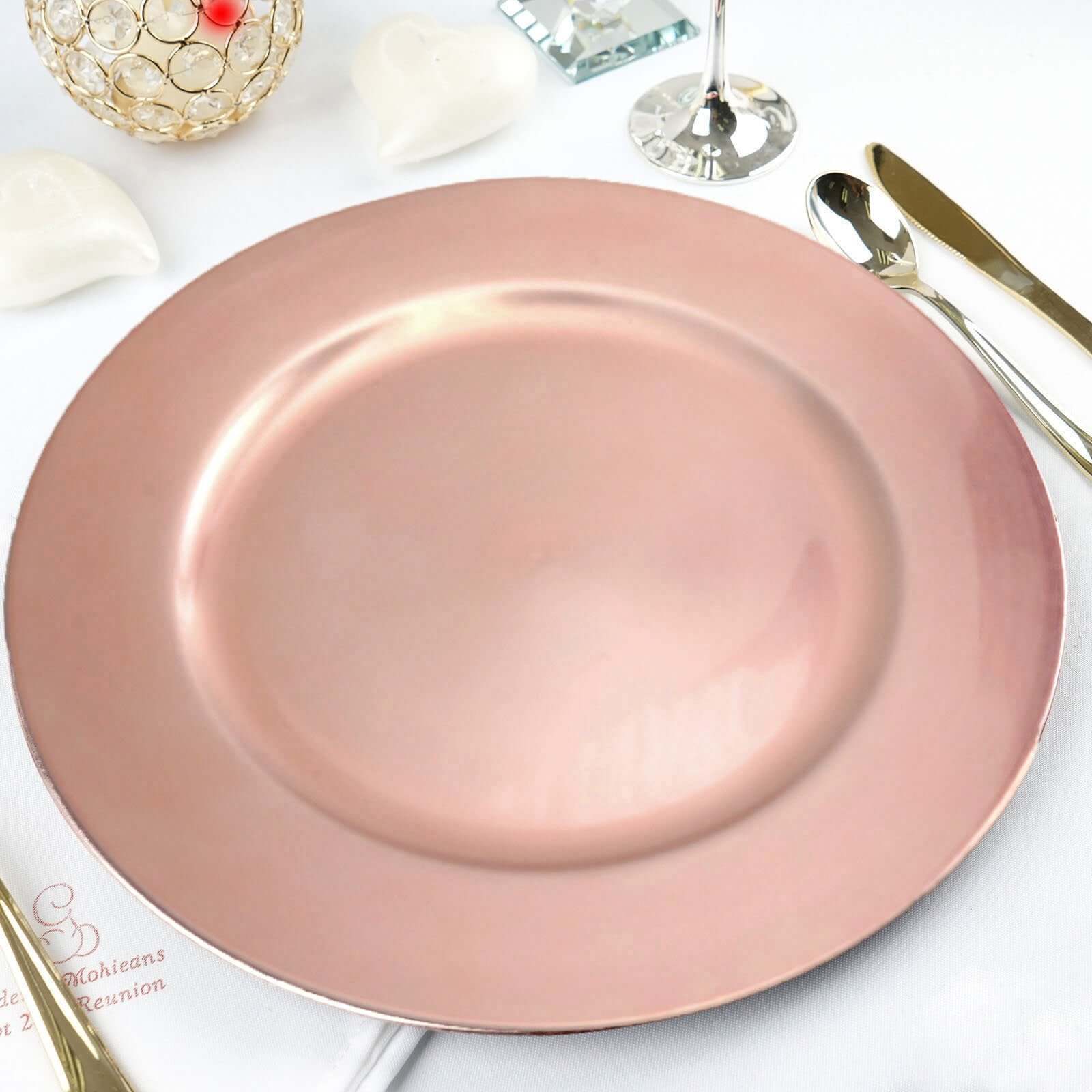 6 - Pack Acrylic Round Charger Plates 13" in Blush Pink, Dinner Party Decor Charger Tableware - NestOCart