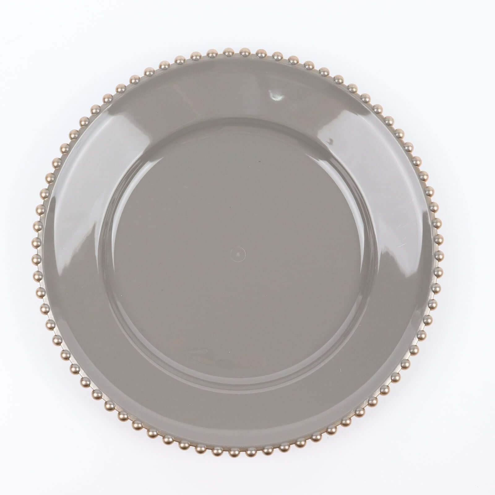 6 - Pack Acrylic Round Charger Plates 13" in Charcoal Gray with Gold Beaded Rim, Decorative Dinner Party Charger Tableware - Bell Racket Store