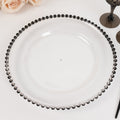 6 - Pack Acrylic Round Charger Plates 13" in Clear with Black Beaded Rim, Decorative Dinner Party Charger Tableware - Bell Racket Store