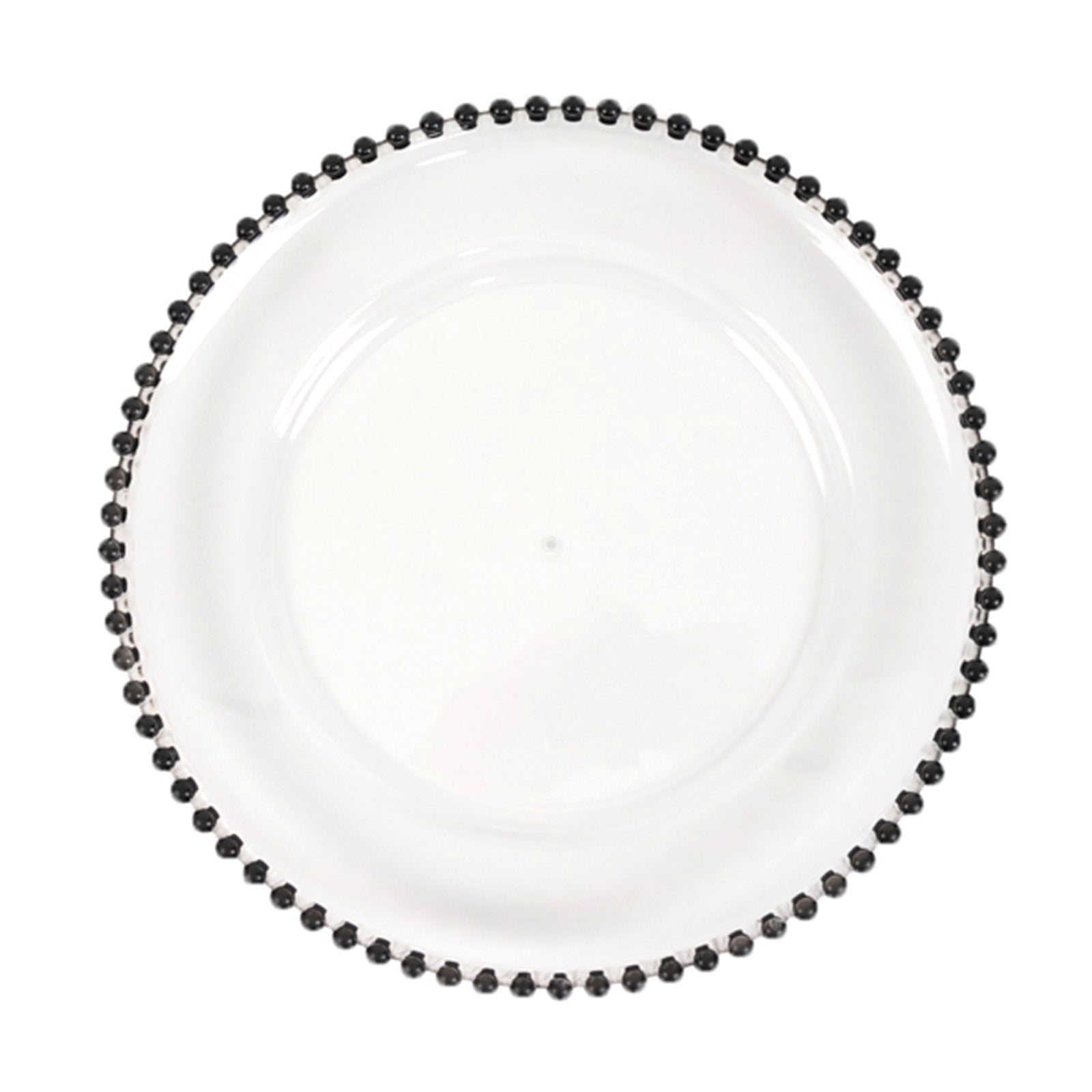 6 - Pack Acrylic Round Charger Plates 13" in Clear with Black Beaded Rim, Decorative Dinner Party Charger Tableware - Bell Racket Store