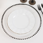 6 - Pack Acrylic Round Charger Plates 13" in Clear with Black Beaded Rim, Decorative Dinner Party Charger Tableware - Bell Racket Store