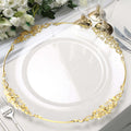 6 - Pack Acrylic Round Charger Plates 13" in Clear with Gold Embossed Baroque Rim, Antique Decorative Dinner Party Charger Tableware - Bell Racket Store