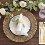 6 - Pack Acrylic Round Charger Plates 13" in Clear with Gold Hammered Rim, Decorative Plastic Charger Tableware - Bell Racket Store