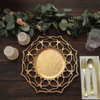 6 - Pack Acrylic Round Charger Plates 13" in Gold with Floral Cutout Design, Hollow Flower Plastic Decorative Dinner Party Charger Tableware - Bell Racket Store
