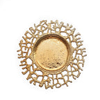 6 - Pack Acrylic Round Charger Plates 13" in Gold with Molten Branch Design, Plastic Hollow Lace Decorative Dinner Party Charger Tableware - Bell Racket Store