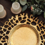6 - Pack Acrylic Round Charger Plates 13" in Gold with Molten Branch Design, Plastic Hollow Lace Decorative Dinner Party Charger Tableware - Bell Racket Store