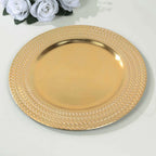 6 - Pack Acrylic Round Charger Plates 13" in Gold with Wheat Pattern Rim, Stylish Dinner Party Charger Tableware - Bell Racket Store