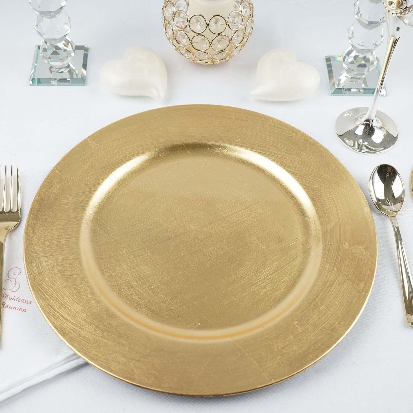 6 - Pack Acrylic Round Charger Plates 13" in Metallic Gold, Dinner Party Decor Charger Tableware - NestOCart