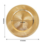 6 - Pack Acrylic Round Charger Plates 13" in Metallic Gold Swirl Pattern with Beaded Rim, Plastic Decorative Dinner Party Charger Tableware - Bell Racket Store