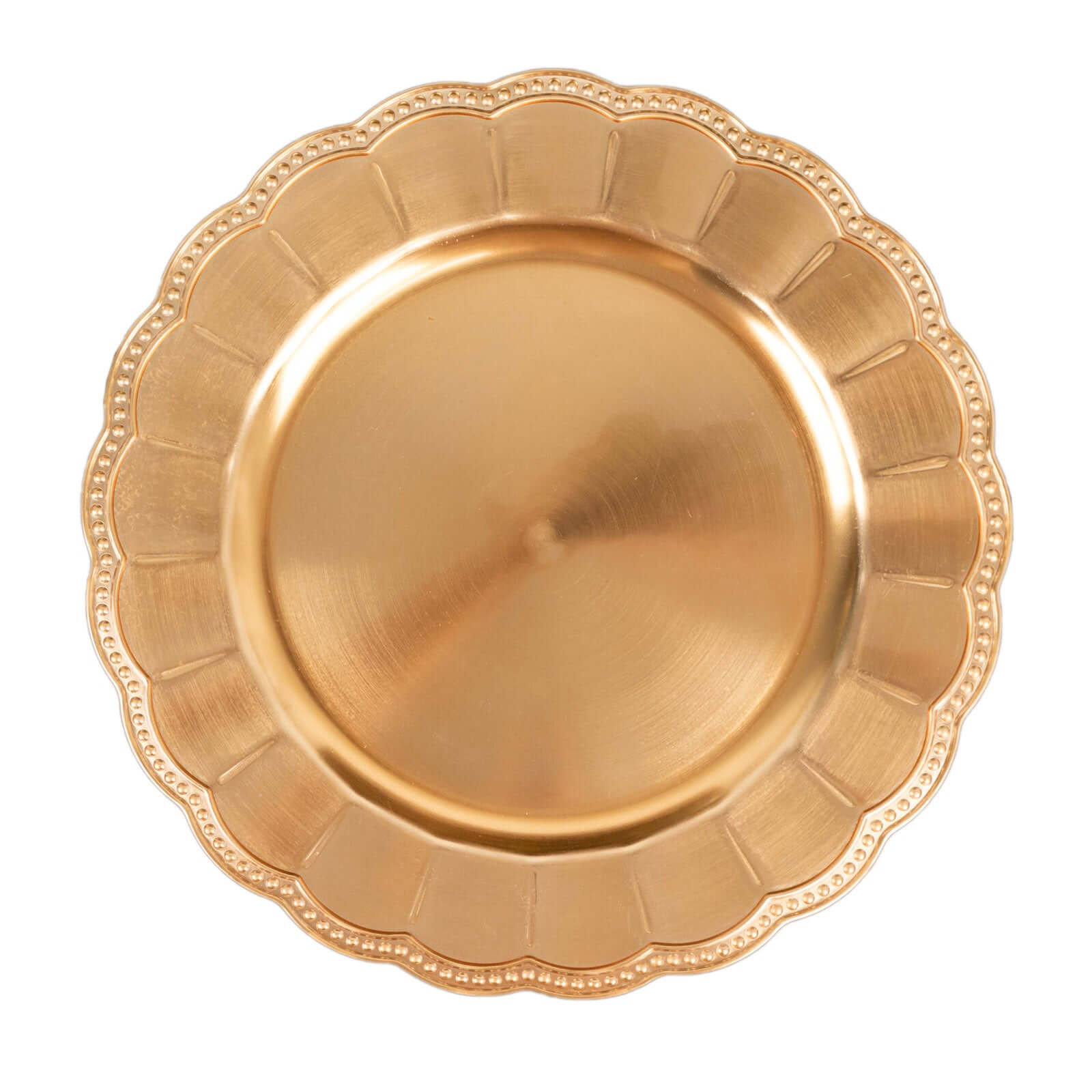 6 - Pack Acrylic Round Charger Plates 13" in Metallic Gold with Beaded Sunflower Rim, Plastic Dinner Party Charger Tableware - Bell Racket Store