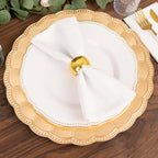 6 - Pack Acrylic Round Charger Plates 13" in Metallic Gold with Beaded Sunflower Rim, Plastic Dinner Party Charger Tableware - Bell Racket Store