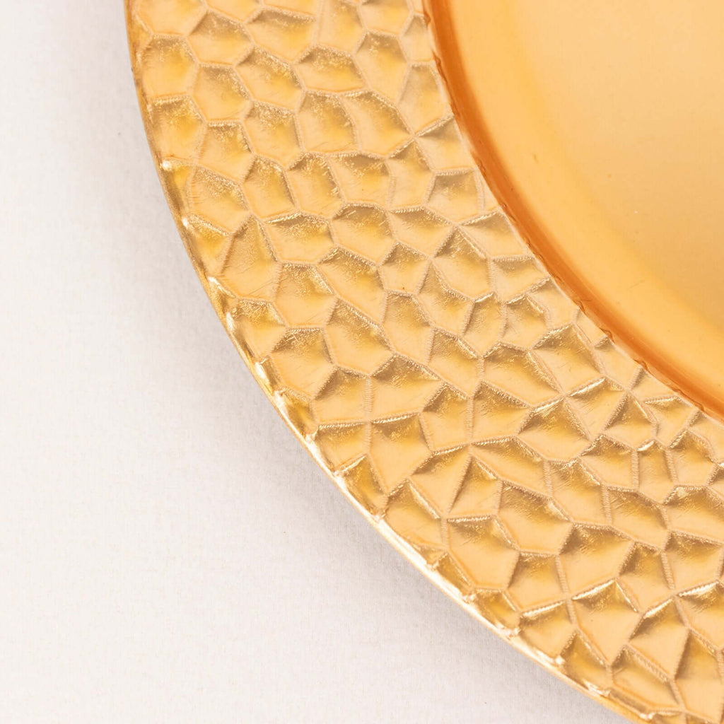 6 - Pack Acrylic Round Charger Plates 13" in Metallic Gold with Hammered Rim, Plastic Decorative Dinner Party Charger Tableware - Bell Racket Store