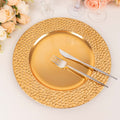 6 - Pack Acrylic Round Charger Plates 13" in Metallic Gold with Hammered Rim, Plastic Decorative Dinner Party Charger Tableware - Bell Racket Store