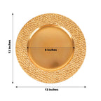 6 - Pack Acrylic Round Charger Plates 13" in Metallic Gold with Hammered Rim, Plastic Decorative Dinner Party Charger Tableware - Bell Racket Store