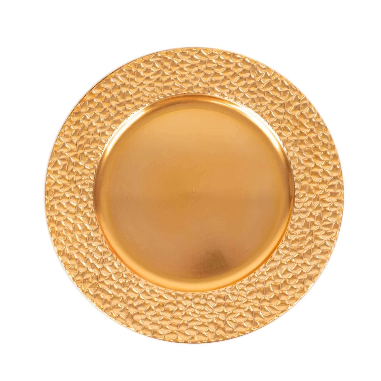 6 - Pack Acrylic Round Charger Plates 13" in Metallic Gold with Hammered Rim, Plastic Decorative Dinner Party Charger Tableware - Bell Racket Store