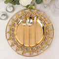 6 - Pack Acrylic Round Charger Plates 13" in Metallic Gold with Hollow Semi Circle Rim, Plastic Decorative Charger Tableware - Bell Racket Store