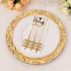 6 - Pack Acrylic Round Charger Plates 13" in Metallic Gold with Rock Cut Design, Durable Plastic Dinner Charger Tableware - Bell Racket Store